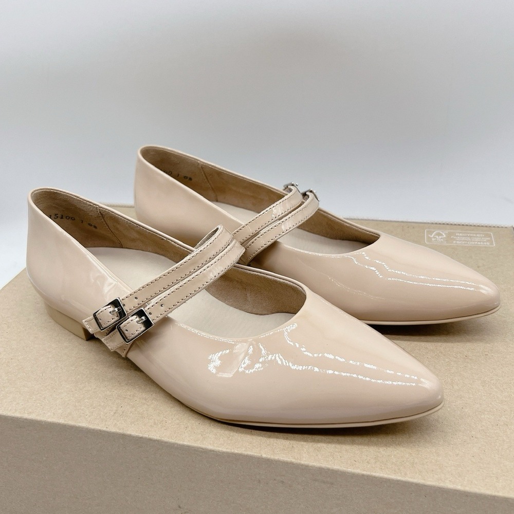 Paul Green Womens Stella Pointed Toe Ballet Flats Nude Patent Leather US 6.5